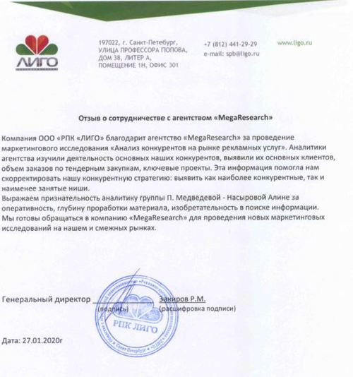 Отзыв от компании "ООО ЛИГО"