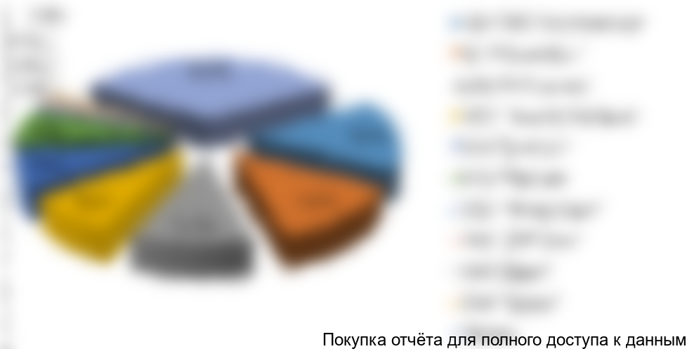 Рисунок 5. Структура рынка по крупнейшим игрокам в 2017 г., %