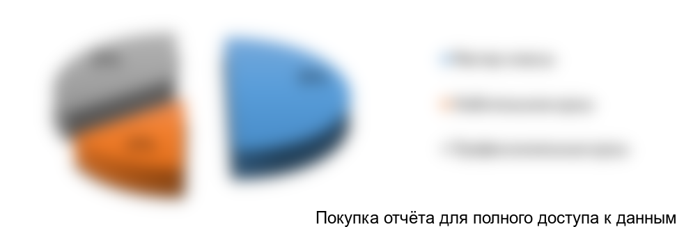 Рисунок 1.4 Структура рынка по профессиональному признаку, 2017 г.