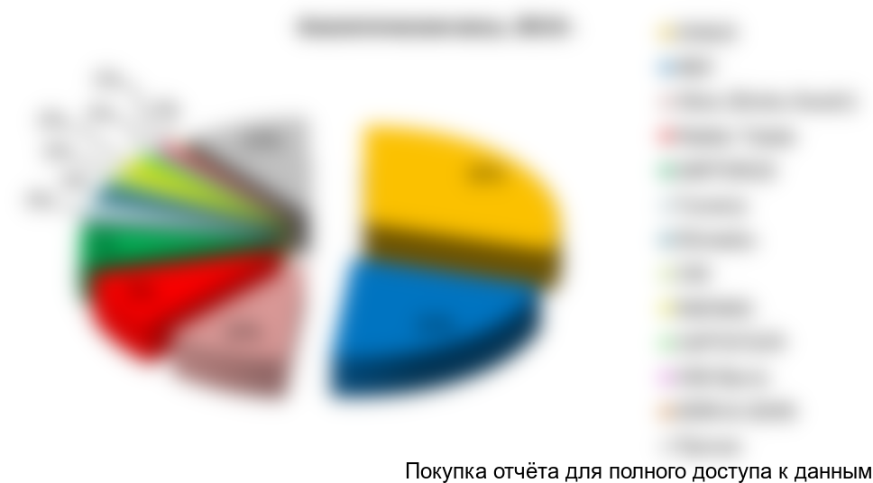 Рисунок 18. Структура рынка аналитических весов по крупнейшим производителям (в натуральном выражении) в 2013г., %