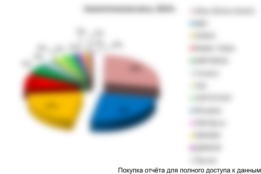 Рисунок 19. Структура рынка аналитических весов по крупнейшим производителям (в натуральном выражении) в 2014г., %