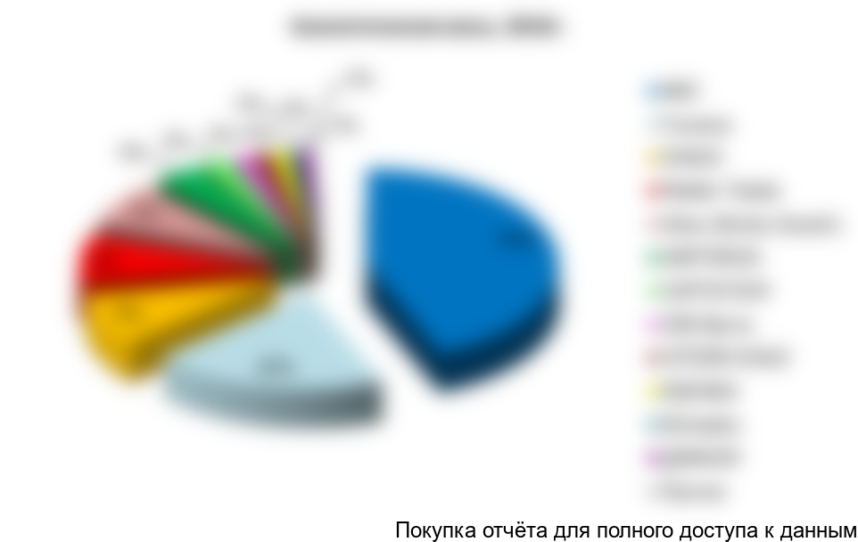 Рисунок 21. Структура рынка аналитических весов по крупнейшим производителям (в натуральном выражении) в 2016г., %