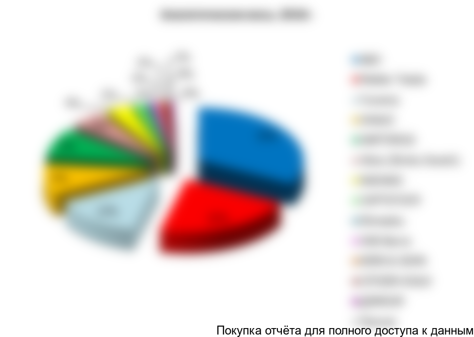 Рисунок 28. Структура рынка аналитических весов по крупнейшим производителям (в стоимостном выражении) в 2016г., %