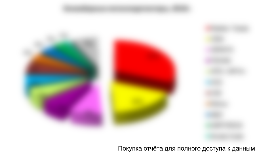 Рисунок 69. Структура рынка конвейерных металлодетекторов по крупнейшим производителям (в натуральном выражении) в 2016г., %