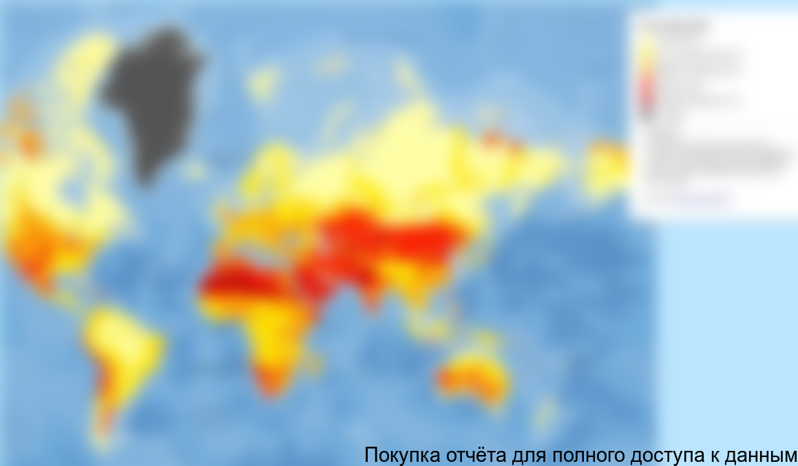 Рисунок 1. Мировая карта оценки дефицита водных ресурсов по состоянию на 2014 г.