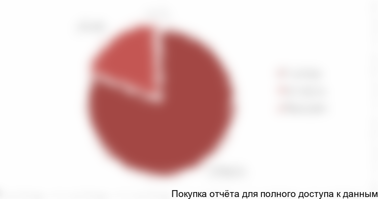 Рисунок 19. Структура рынка грохотов по ценовым сегментам в 2017 г. (в натуральном выражении), шт. и %