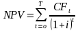 Чистый дисконтированный доход NPV рассчитывается по формуле 1.