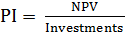 Индекс прибыльности PI рассчитывается по формуле