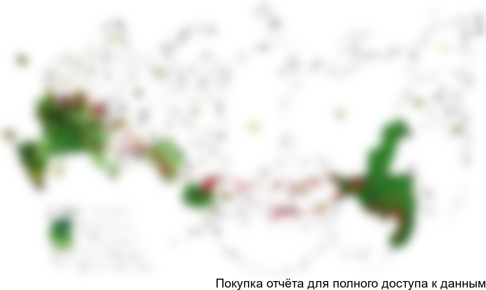 Рисунок 4.1 Карта текущего состояния производства сои в регионах РФ