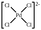 В растворе к присутствии хлорид-ионов, он деполимеризуется с образованием плоско-квадратных анионных комплексов палладия