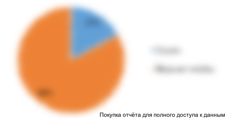 Диаграмма 10. Структура рынка моцареллы для пиццы по виду упаковки, РФ, 2016 год, % от натурального выражения