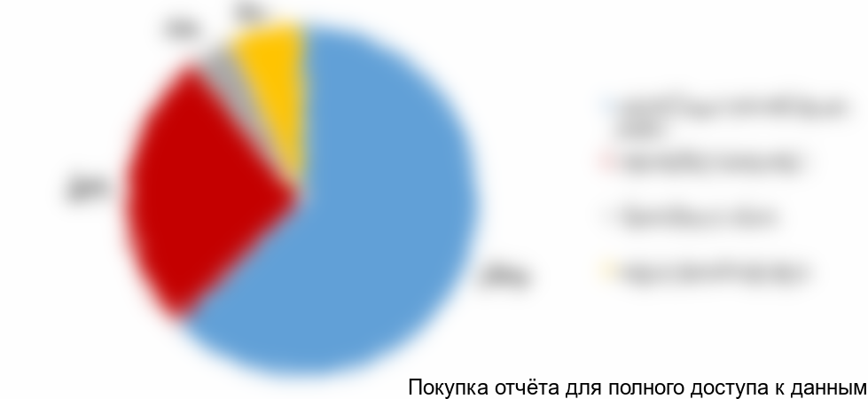 Структура рынка по сегментам потребления, %