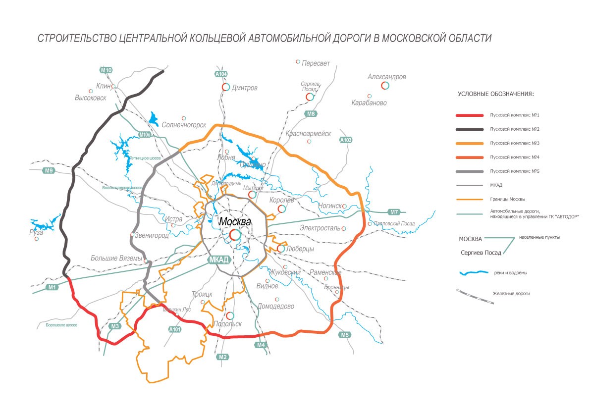 Строительство Центральной Кольцевой Автодороги в Московской области