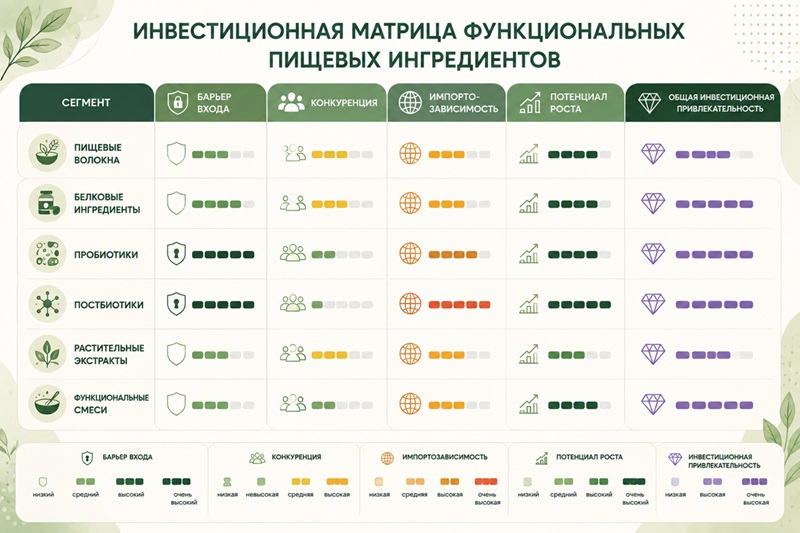 Инвестиционная матрица функциональных пищевых ингредиентов